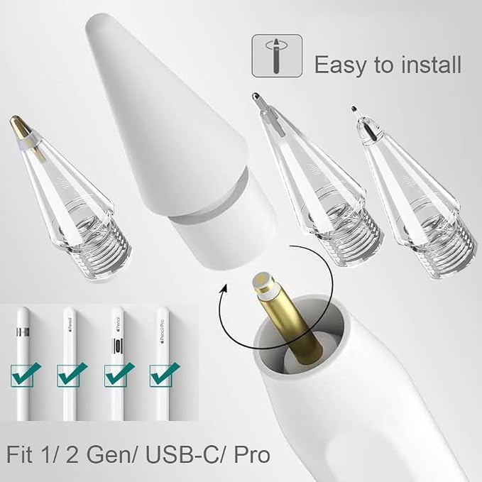4Pack Replacement Pencil Tips for Apple Pencil Pro, Upgraded Pencil Tips Fit - Image 2