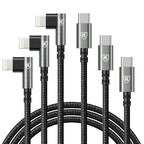 90 Degree USB C to Lightning 10FT, iPhone Charger 3Pack Fast Charging Cables by KIYODA
