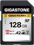 GIGASTONE 128GB SD Card, 4K Camera Pro MAX, A2 4K SDXC Memory Card High Speed by Gigastone
