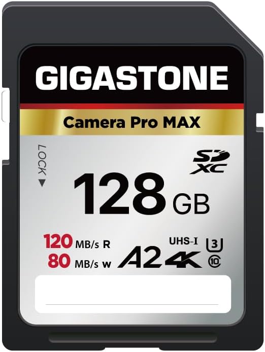 GIGASTONE 128GB SD Card, 4K Camera Pro MAX, A2 4K SDXC Memory Card High Speed by Gigastone
