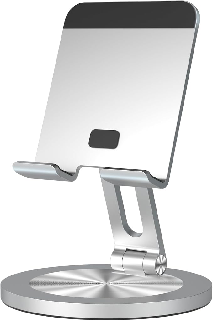 360 Rotating Phone Stand for Desk, Dual-Adjustable Foldable Aluminum Desktop by YCNEW
