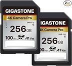 GIGASTONE 256GB 2-Pack SD Card, 4K Camera Pro, A1 V30 SDXC Memory Card 4K UHD by Gigastone