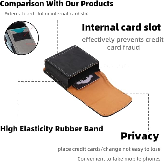 Universal Phone Holster Phone Pouch Case Belt Clip Belt Loops Card Slot Faux - Image 2