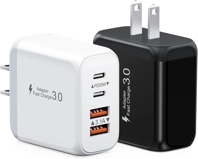 40W USB C Charger Block, 2 Pack 4-Ports Type C Fast Charging Cubes PD USBC Wall by KuewtyaChargerBlock