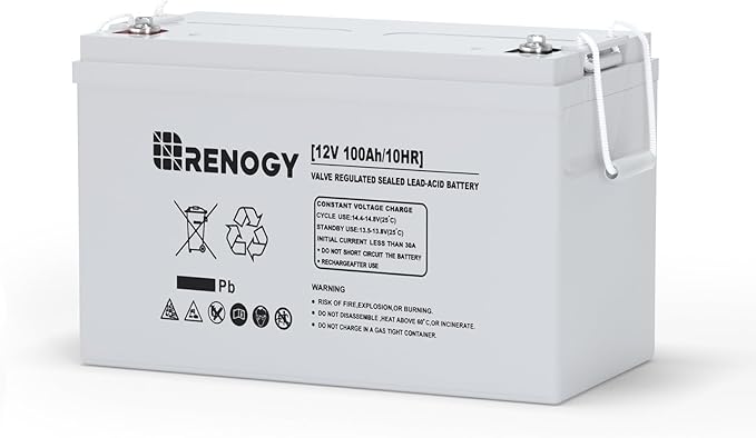 Renogy Deep Cycle AGM 12 Volt 100Ah Battery, 3% Self-Discharge Rate, 1100A Max by RenogySolar