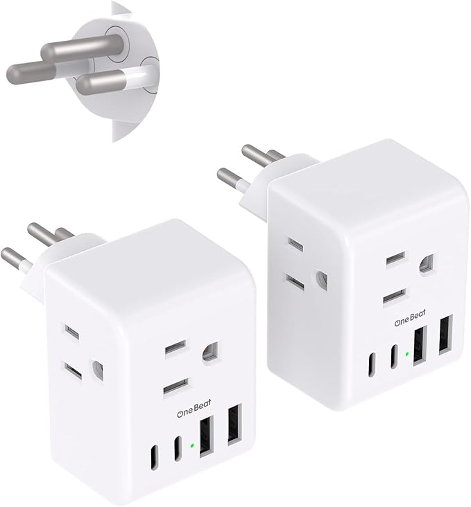 2 Pack Switzerland Travel Plug Adapter, Type J Power Adaptor by OneBeat
