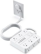 Power Strip Surge Protector 10ft Extension Cord, SMNICE Flat Plug by SMNICE