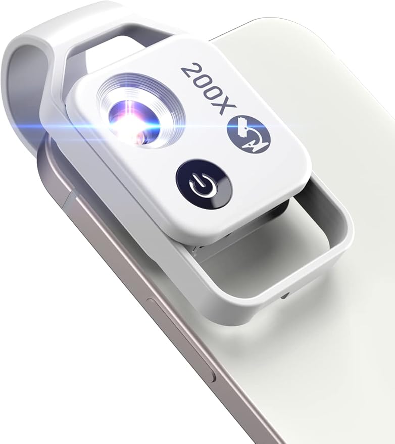 Phone Microscope with CPL Lens/LED Light, 200X Pocket Microscope with Universal by MIAOLAB