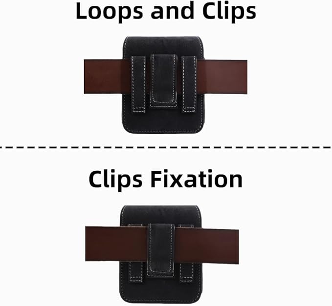 Universal Phone Holster Phone Pouch Case Belt Clip Belt Loops Card Slot Faux - Image 4