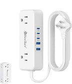 5 USB Travel Power Strip- 5Ft Short Extension Cord by Beeiker-BetterHelperforYou