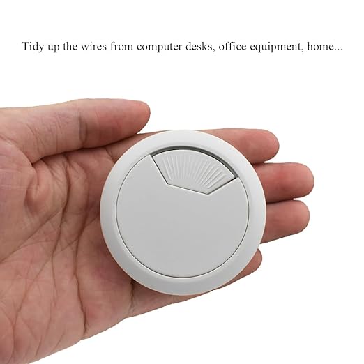 HAHIYO 2Pcs 2Inch/50mm White ABS Plastic Sector-shaped Desk Grommet Wire - Image 7