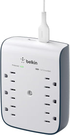 Belkin 6-Outlet Wall Surge Protector w/ 2 USB-A Ports, Wall-Mountable Surge by Belkin