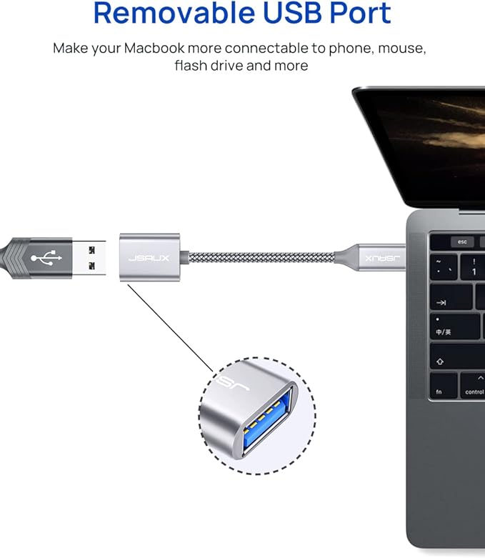 JSAUX USB C to USB Adapter, USB Type C Male to USB 3.0 Female OTG Cable - Image 4