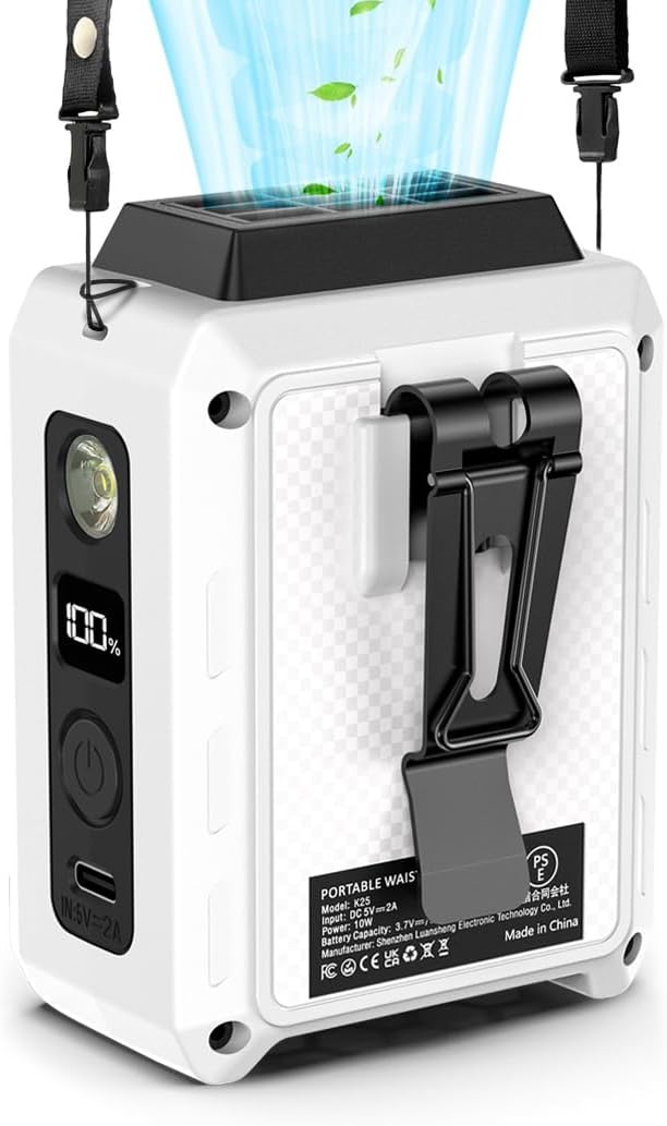 CAZOKASI Personal Waist Clip Fan Rechargeable Wearable Hand Free Wearable by CAZOKASI