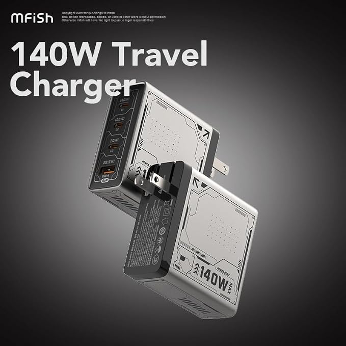 Mfish 140W USB C Charger, 4-Port GaN Charger Block, Foldable Fast Laptop - Image 2