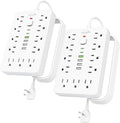 2 Pack 5 FT Flat Plug Surge Protector Power Strip, 11 Multiple AC Outlets by Unknown