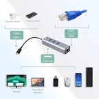 Opro9 4-in-1 USB C to Ethernet Hub, USB OTG Network Adapter, 3xUSB 3.0 - Image 2