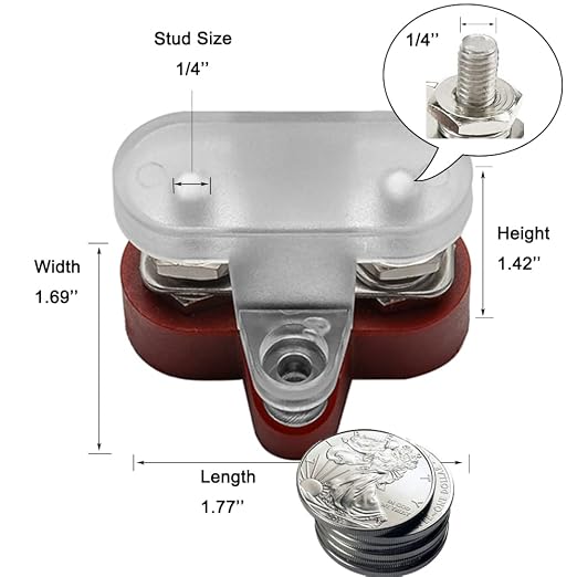 Heart Horse Bus Bar Terminal Block 1/4'' Power Stud Battery Junction Post - Image 3
