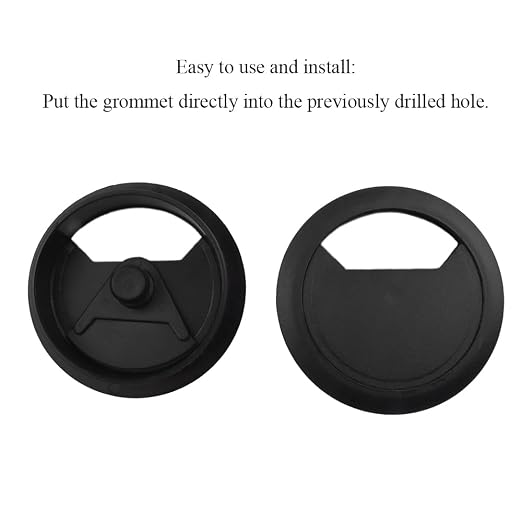 HAHIYO 2Pcs 2.4Inch/60mm Black ABS Plastic Sector-Shaped Desk Grommet Wire - Image 5