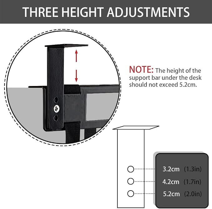 Under Desk PC Mount with Anti Scratch Sponge, Adjustable CPU Holder Bracket - Image 3