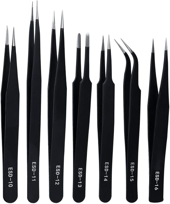 Precision ESD Anti-Static Tweezers, Jewelry-making, Laboratory Work by ZHIYE