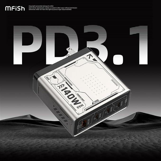 Mfish 140W USB C Charger, 4-Port GaN Charger Block, Foldable Fast Laptop - Image 4