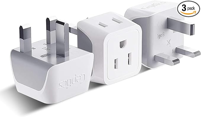 Ceptics UK Travel Plug Adapter, 2 in 1 Type G Adapter, US to UK Adapter by Ceptics