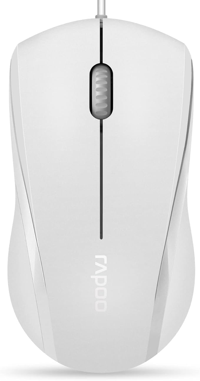 Rapoo N1600 3-Button Quiet Wired Mouse, 1000DPI Optical Mouse, Quiet Button by RAPOO