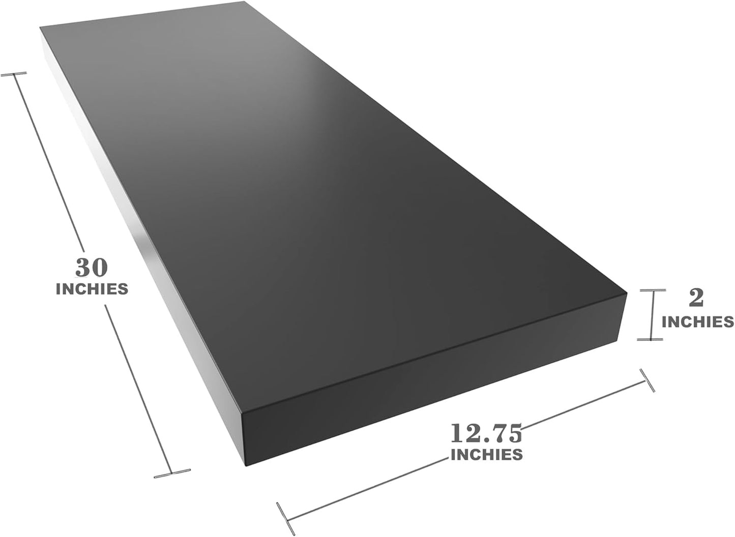 Large Floating Shelves for Wall Set of 1 Wooden Wall Shelves 30 in x 12.75 in x 2 in Room Decor Long Shelf with Invisible Wall Mount Bracket for Bedroom Kitchen Living Room Black