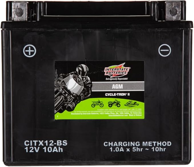 Interstate Batteries YTX12-BS 12V 10Ah Powersports Battery 175CCA AGM by InterstateBatteries