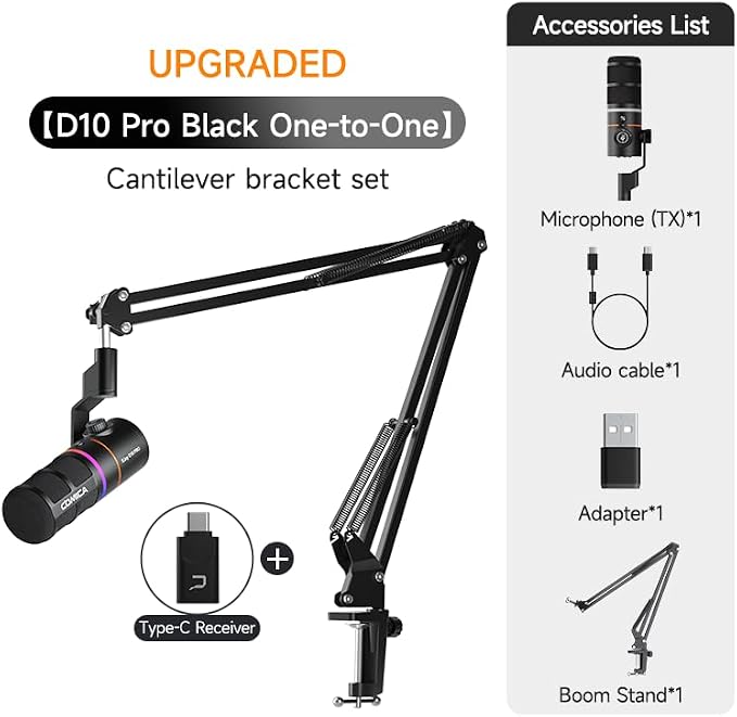 EJoy D10 PRO USB Wireless Gaming Microphone – Boom Arm Mic - Image 9