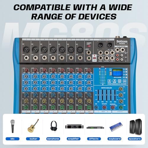Professional Audio Mixer, 8 Channel, Input 48V Phantom Power Stereo Digital USB - Image 6