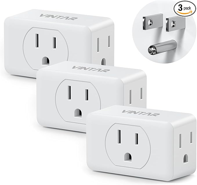 Multi Plug Outlet Extender, VINTAR 3 Outlet Adapter, Grounded Wall Tap Adapter by VINTAR