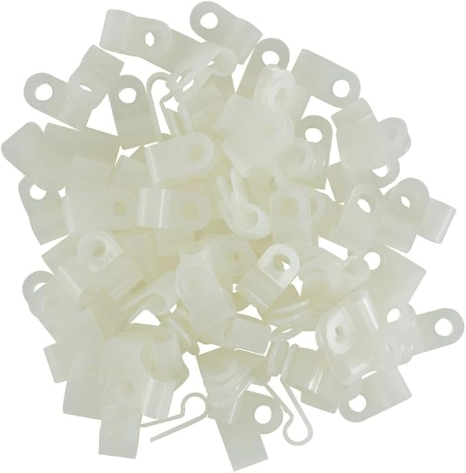 GTSE White Nylon Plastic Cable Clamps, 3/16" Screw Mounts - Image 3