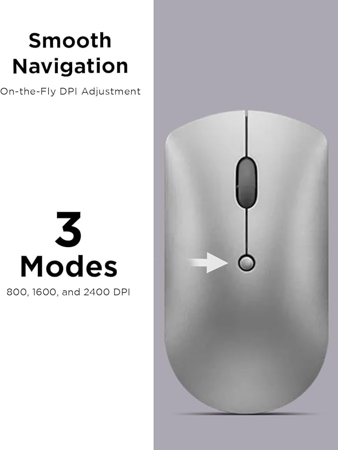 Lenovo 600 Bluetooth Silent Mouse, Adjustable DPI, 4 Button, Microsoft Swift - Image 6