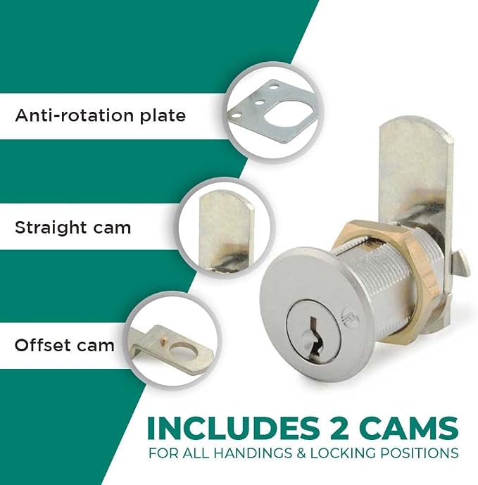 Olympus Lock DCN2 Rekeyable Cam Locks | 1-1/8" Cylinder 101 Key Lock, Keyed - Image 3