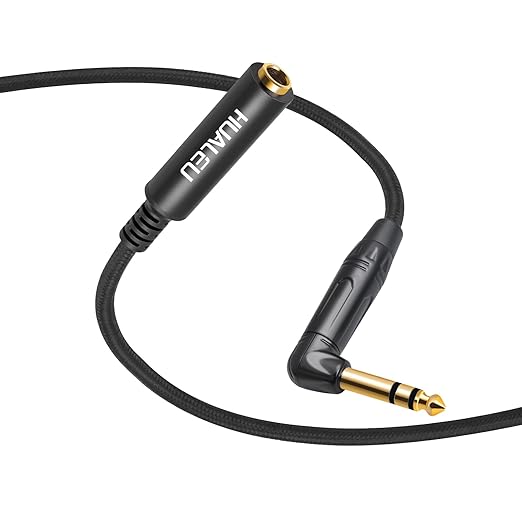 HUAELU 2Pack 6FT Right Angle 6.35mm TRS Stereo Male to Female Audio Cable - Image 7