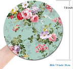 Mouse Pad, Mint Floral Teal Mouse Pad, Washable Round Mousepad - Image 2