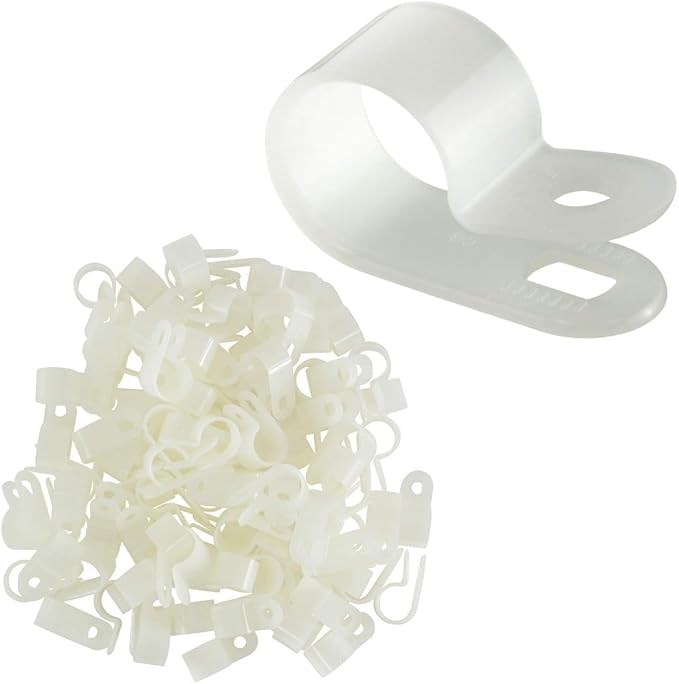GTSE White Nylon Plastic Cable Clamps, 1/2" Screw Mounts - Image 2