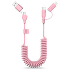 Coiled USB-C and Lightning Cable 2-in-1, 3FT Pink iPhone 15 16 Car Charger Cord - Image 8