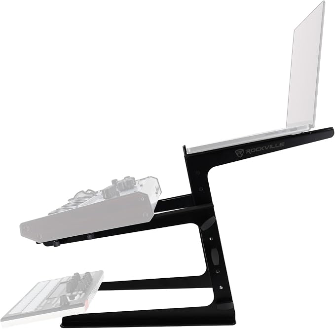 Rockville Rock2d2 Adjustable Dual Shelf DJ Controller Midi Keyboard Laptop Stand - Image 8