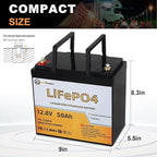 12V Lithium Battery-50Ah Lithium Phosphate Iron LiFePO4 Deep Cycle Battery - Image 2