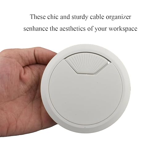 HAHIYO 2Pcs 3.15Inch/80mm White ABS Plastic Sector-Shaped Desk Grommet Wire - Image 6