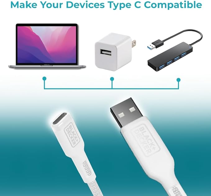 BLACK+DECKER USB C to USB Adapter, Type C Female to USBA Male OTG Cable USBA to - Image 7