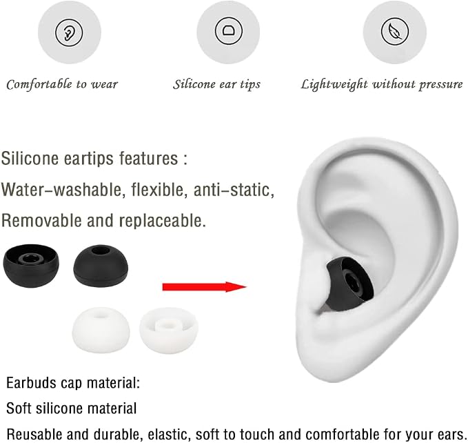 Replacement Earbud Tips Silicone Ear Tips Earbuds Buds Set Compatible - Image 5