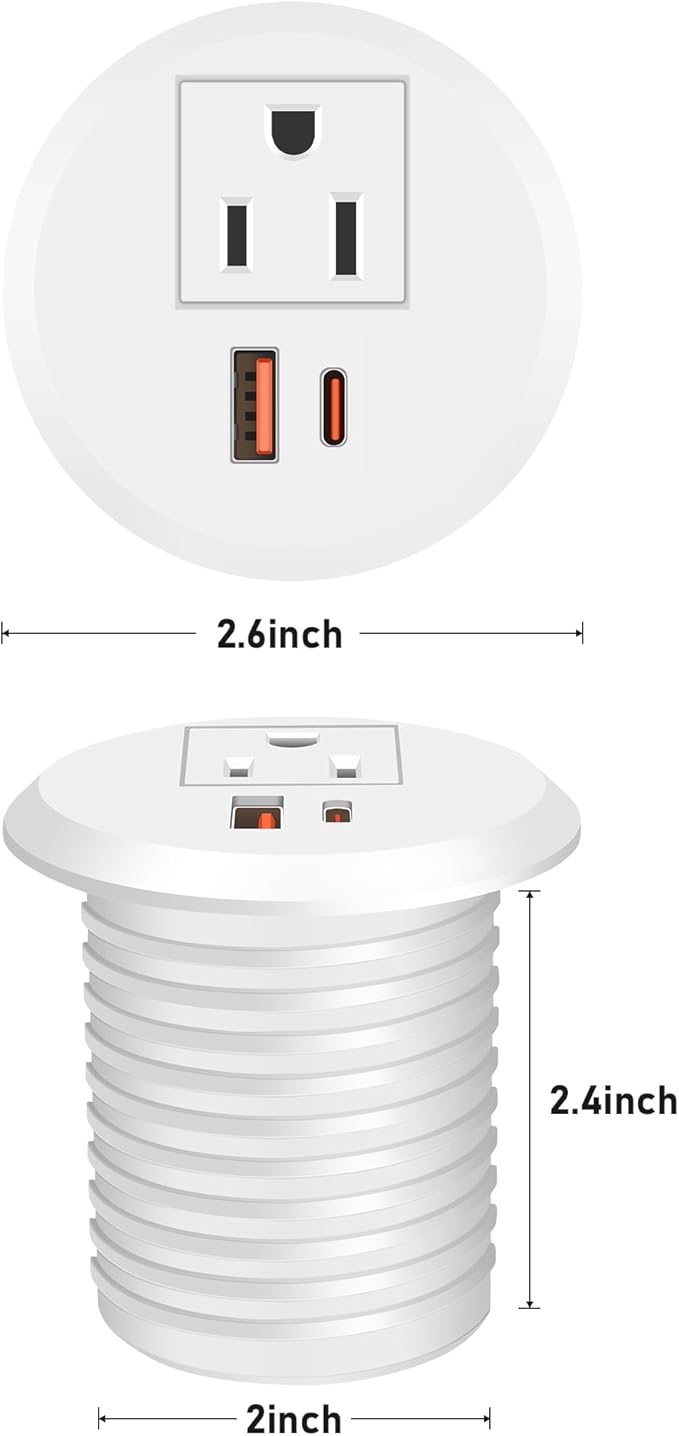 Desktop Power Grommet 2 Inch Hole, PD 30W USB C Fast Charging Station, Recessed - Image 7
