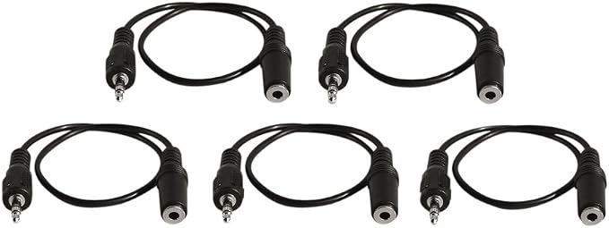 5 Pack of YCS Basics 1 Foot 3.5mm Headphone Extension Cables by YCS+basics