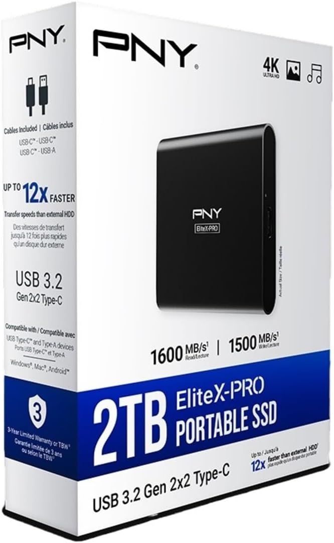 PNY EliteX-PRO 2TB USB 3.2 Gen 2x2 Type-C Portable Solid State Drive – - Image 8