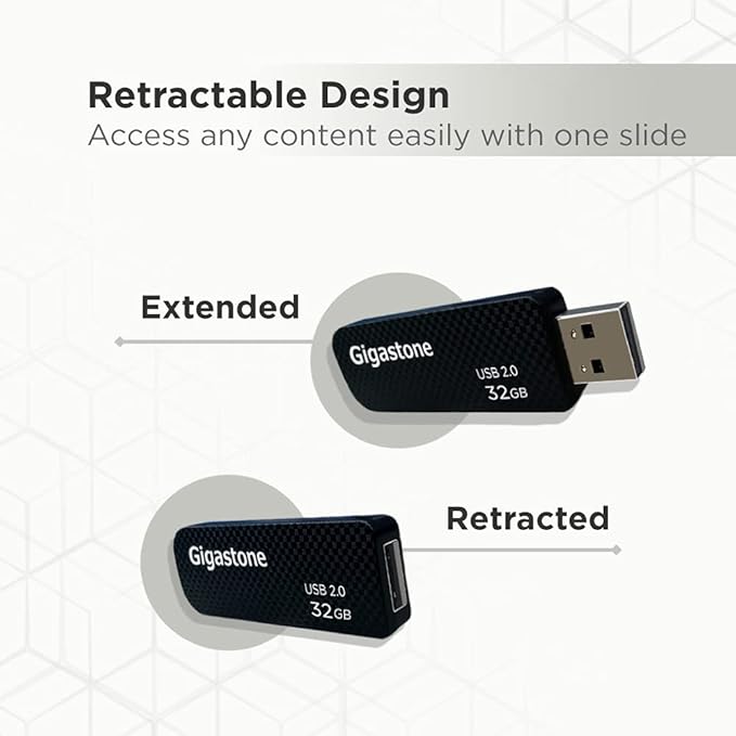 GIGASTONE V30 32GB USB 2.0 Flash Drive 2-Pack, Capless Retractable Design Pen - Image 3