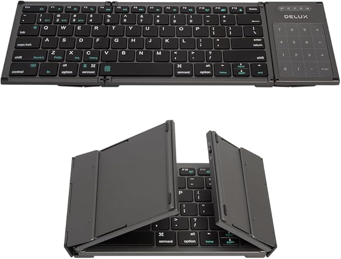 DeLUX Full Size Folding Keyboard 78 Keys, Wireless Bluetooth Keyboard by DeLUX